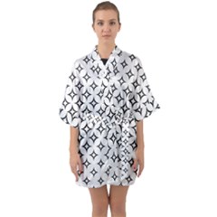 Star Curved Pattern Monochrome Quarter Sleeve Kimono Robe by Pakrebo