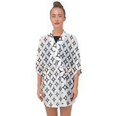 Star Curved Pattern Monochrome Half Sleeve Chiffon Kimono