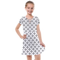 Star Curved Pattern Monochrome Kids  Cross Web Dress