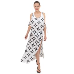 Star Curved Pattern Monochrome Maxi Chiffon Cover Up Dress