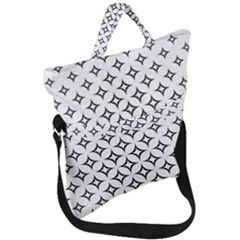 Star Curved Pattern Monochrome Fold Over Handle Tote Bag