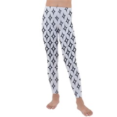 Star Curved Pattern Monochrome Kids  Lightweight Velour Leggings