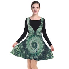 Fractal Art Spiral Mathematical Plunge Pinafore Dress