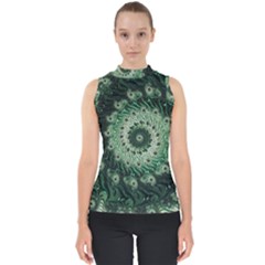 Fractal Art Spiral Mathematical Mock Neck Shell Top by Pakrebo