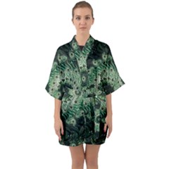 Fractal Art Spiral Mathematical Quarter Sleeve Kimono Robe