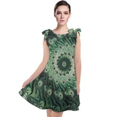 Fractal Art Spiral Mathematical Tie Up Tunic Dress