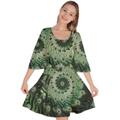 Fractal Art Spiral Mathematical Velour Kimono Dress