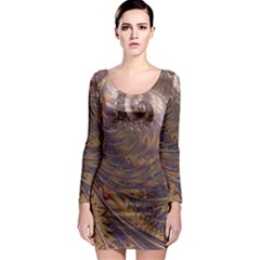 Swirl Fractal Fantasy Whirl Long Sleeve Bodycon Dress