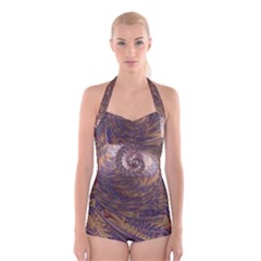 Swirl Fractal Fantasy Whirl Boyleg Halter Swimsuit 