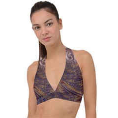 Swirl Fractal Fantasy Whirl Halter Plunge Bikini Top