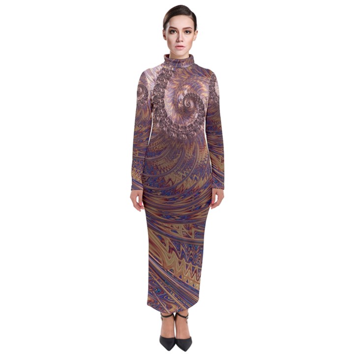 Swirl Fractal Fantasy Whirl Turtleneck Maxi Dress