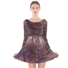 Swirl Fractal Fantasy Whirl Long Sleeve Velvet Skater Dress