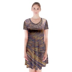 Swirl Fractal Fantasy Whirl Short Sleeve V-neck Flare Dress