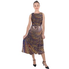 Swirl Fractal Fantasy Whirl Midi Tie-Back Chiffon Dress