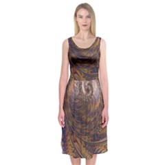 Swirl Fractal Fantasy Whirl Midi Sleeveless Dress by Pakrebo