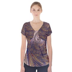 Swirl Fractal Fantasy Whirl Short Sleeve Front Detail Top