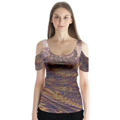 Swirl Fractal Fantasy Whirl Butterfly Sleeve Cutout Tee 