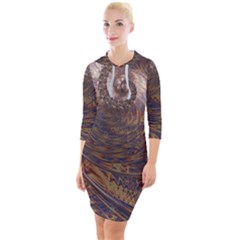 Swirl Fractal Fantasy Whirl Quarter Sleeve Hood Bodycon Dress