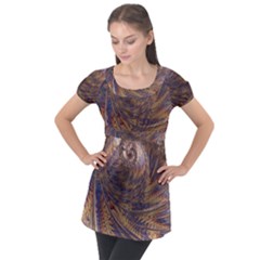 Swirl Fractal Fantasy Whirl Puff Sleeve Tunic Top