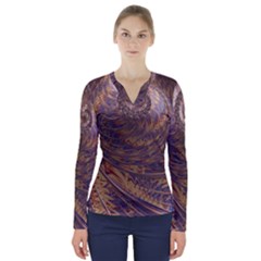 Swirl Fractal Fantasy Whirl V-Neck Long Sleeve Top