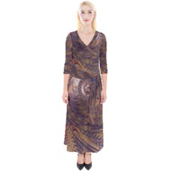 Swirl Fractal Fantasy Whirl Quarter Sleeve Wrap Maxi Dress