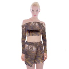 Swirl Fractal Fantasy Whirl Off Shoulder Top with Mini Skirt Set