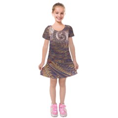 Swirl Fractal Fantasy Whirl Kids  Short Sleeve Velvet Dress