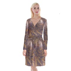 Swirl Fractal Fantasy Whirl Long Sleeve Velvet Front Wrap Dress