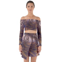 Swirl Fractal Fantasy Whirl Off Shoulder Top with Skirt Set