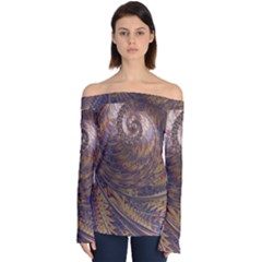 Swirl Fractal Fantasy Whirl Off Shoulder Long Sleeve Top