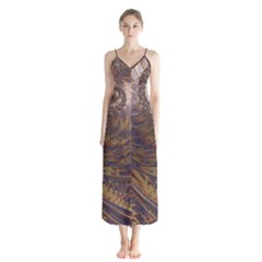 Swirl Fractal Fantasy Whirl Button Up Chiffon Maxi Dress