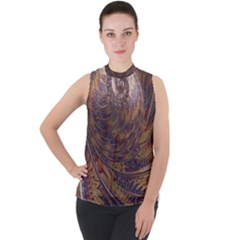 Swirl Fractal Fantasy Whirl Mock Neck Chiffon Sleeveless Top