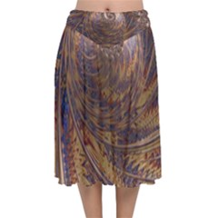 Swirl Fractal Fantasy Whirl Velvet Flared Midi Skirt