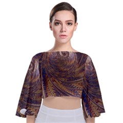 Swirl Fractal Fantasy Whirl Tie Back Butterfly Sleeve Chiffon Top