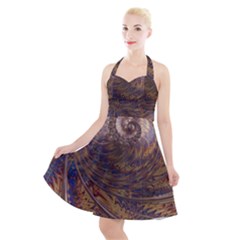 Swirl Fractal Fantasy Whirl Halter Party Swing Dress 