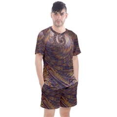 Swirl Fractal Fantasy Whirl Men s Mesh Tee and Shorts Set