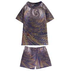 Swirl Fractal Fantasy Whirl Kids  Swim Tee and Shorts Set