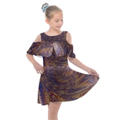 Swirl Fractal Fantasy Whirl Kids  Shoulder Cutout Chiffon Dress