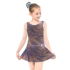 Swirl Fractal Fantasy Whirl Kids  Skater Dress Swimsuit