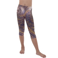 Swirl Fractal Fantasy Whirl Kids  Lightweight Velour Capri Leggings 