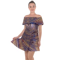 Swirl Fractal Fantasy Whirl Off Shoulder Velour Dress