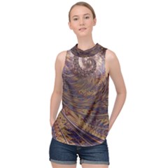 Swirl Fractal Fantasy Whirl High Neck Satin Top