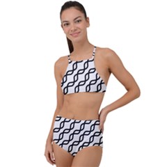 Diagonal Stripe Pattern High Waist Tankini Set