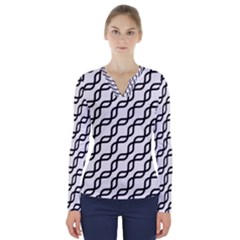 Diagonal Stripe Pattern V-neck Long Sleeve Top by Pakrebo