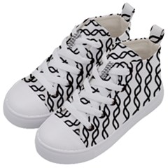 Diagonal Stripe Pattern Kids  Mid-top Canvas Sneakers