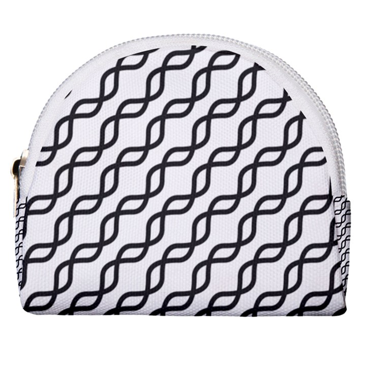 Diagonal Stripe Pattern Horseshoe Style Canvas Pouch