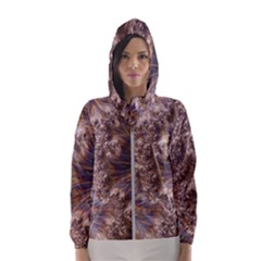 Puckered Fractal Artwork Design Hooded Windbreaker (women) by Pakrebo