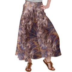 Puckered Fractal Artwork Design Satin Palazzo Pants