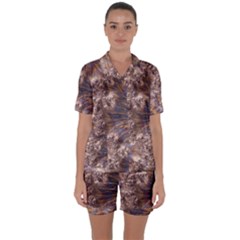 Puckered Fractal Artwork Design Satin Short Sleeve Pyjamas Set by Pakrebo