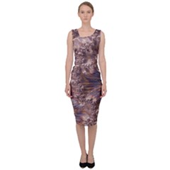 Puckered Fractal Artwork Design Sleeveless Pencil Dress